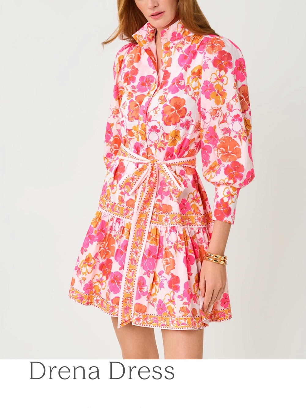 NWT!!! Lilly Pulitzer Drena Floral Shirtdress - Pink & Orange. Size 4.